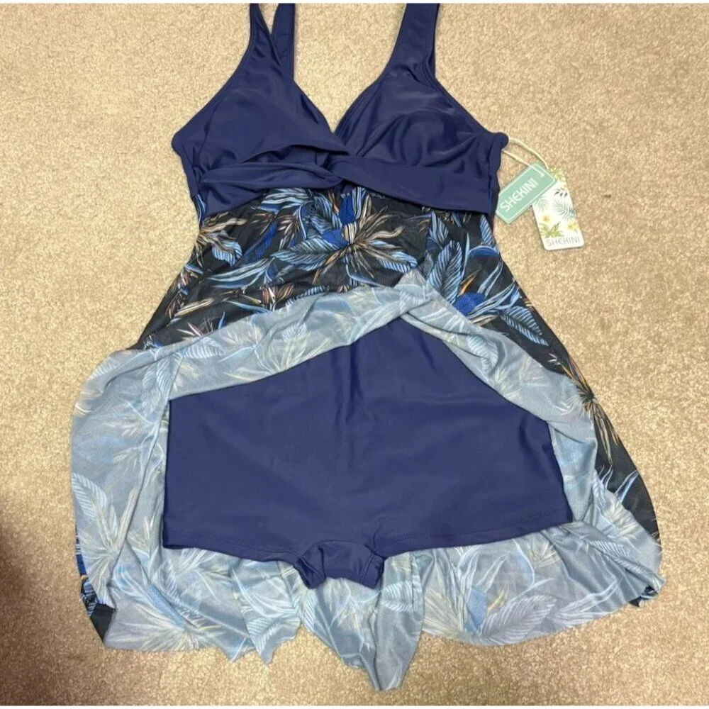 Shekini one piece swimsuit Women’s Large Dark Blue Slimming